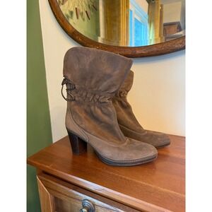 Clarks Artisan Brown Leather Cinched Shaft Lace Up Back Mid-Calf‎ Boots Size 7m
